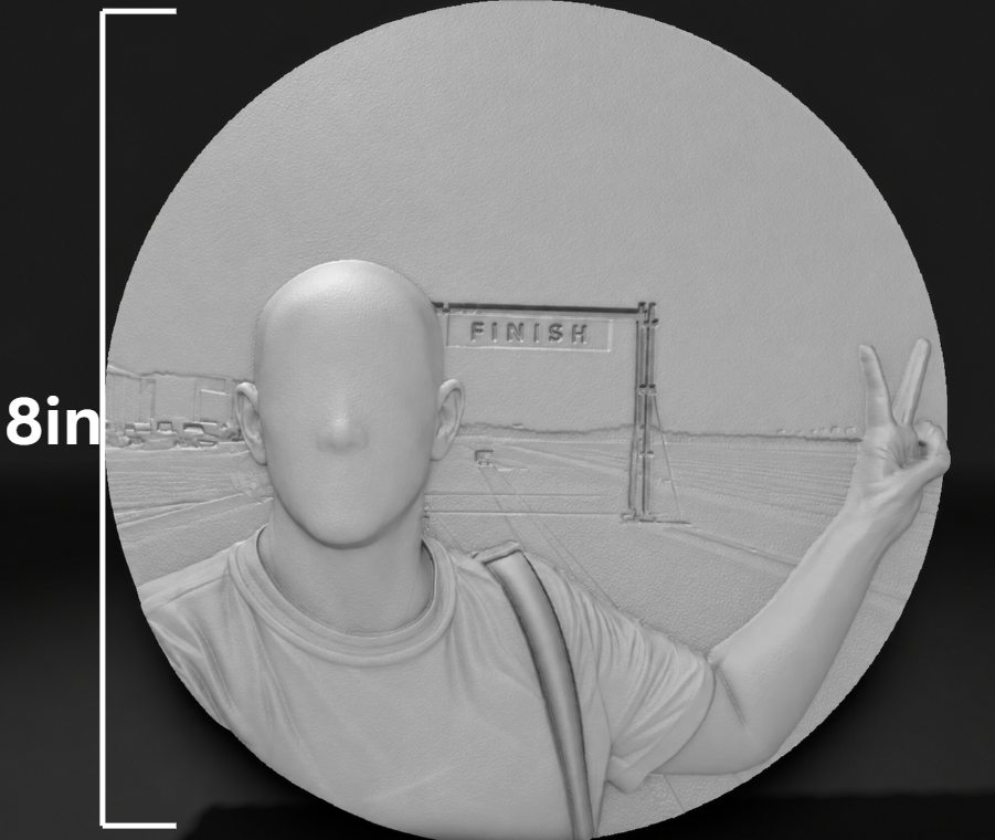 Large size custom relief sculpture 8 inches tall (upload your own picture)